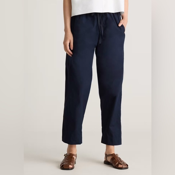 Quince Pants - Quince Navy 100% organic cotton poplin pull on Relaxed Fit pants size large